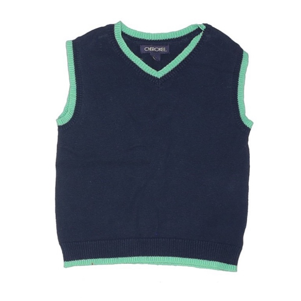 Cherokee blue with green trim sweater vest size 3T EUC